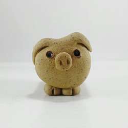 Handcrafted Stoneware Pig Figurine Rustic Clay Miniature 3