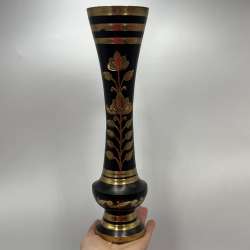 Vintage Indian Handmade Brass Flower Vase Decorative Home Interior Art