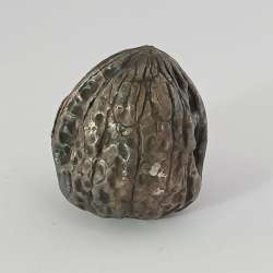 Rare Sterling Silver Walnut Sculpture 925 Hallmarked Life-Size Vintage Artisan