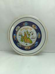 Vintage Takoussis Greece Collector Plate - Kefallonia Ithaki Map - 24k Gold Trim