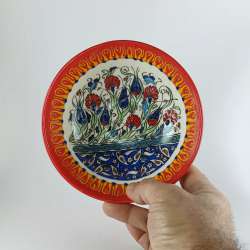 Vintage Turkish Hand-Painted Porcelain Bowl Signed Floral Artwork Ottoman Style