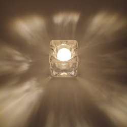 KOSTA BODA Sweden Heavy Glass Votive Signed Cube Candle Holder Romantic LightArt