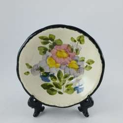 Signed Israeli Hand-Painted Ceramic Plate Vibrant Floral FolkArt Vintage Artisan