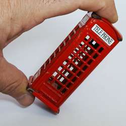 Vintage Red British Telephone Booth Pencil Sharpener Miniature Metal  Rusted