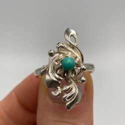 Vintage Soviet 925 Sterling Silver Turquoise Ring USSR Size 7.5 US