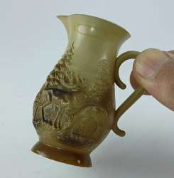 Rustic Miniature Decorative Pitcher Plastic Molded with Embossed Forest & Animal