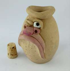 Handmade Clay Oil Jar Primitive Angry Face Design Vintage Pot Collectible Art