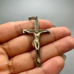 Vntage Sterling Silver 925 Crucifix Cross Pendant Jesus Christ Religious Charm