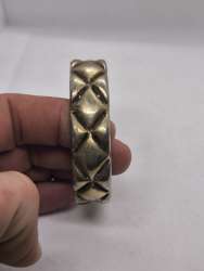 Vintage Heavy Copper Bangle Bracelet – Tribal Geometric Design – Authentic Patin