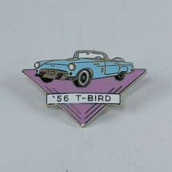 Vintage 56s Thunderbird Car Hat Pin Pink & Turquoise Enamel Lapel Badge Classic