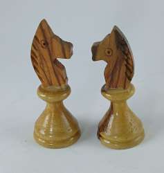Hand-Carved Olive Wood Chess Knights Bethlehem Artisan Craft Holy Land Souvenir