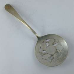Antique Rogers Utensil Silverplate Slotted Serving Round Spoon Ornate Collectibl