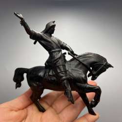 Vintage Cast Iron Horse Rider Figurine Warrior on Horse Decorative Sculpture