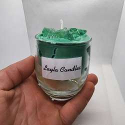 Handcrafted Artistic Green Candle – Palm Wax & Wax Blend in Elegant Glass Cup