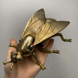Vintage Bronze Fly Ashtray USSR Marked Heavy Insect Figurine Home Decor 19cm