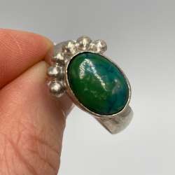 Huge Antique Imperial 84 Silver Natural Turquoise Cabochon Ring Size 13.5