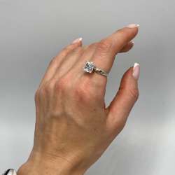 Vintage 925 Sterling Silver Cubic Zirconia Square Ring Women's Jewelry Size 8