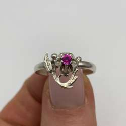 Vintage Soviet 925 Sterling Silver Ruby Ring USSR Women’s Jewelry Size 8.5