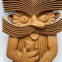 Hand Carved Wooden Figure Domovoi Wall Art Slavic Folk Art Plaque Sculpture 45cm