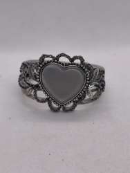 Elegant Silver-Plated Women’s Cuff Bracelet with Heart & Floral Artistic Design