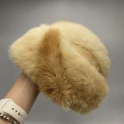 Vintage Women’s Mink Fur Hat Beige Size S 1980s Ukraine Natural Fur Winter Hat