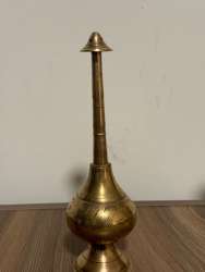 Vintage Engraved Brass Rosewater Sprinkler Gulab Pash Bottle Decor Antique Style