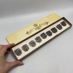 Vintage Soviet Hero Cities Pin Set USSR 1980s WWII Commemorative Pins with Box