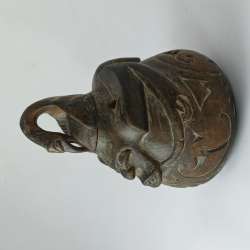 Tribal Hand-Carved Wooden Primitive Vessel Stylized Ritual Vintage Ethnographic