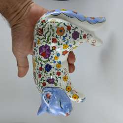 Hand-Pinted Porcelain Cat Kutahya Artisan Heritage Rare Figurine Floral Signed