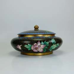 Handcrafted Cloisonné Bonbonniere Floral Enamel Candy Dish Vintage Oriental Deco