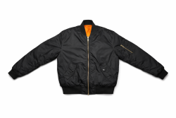 Men’s Black Bomber Jacket – Orange Lining – Classic Zip-Up Style
