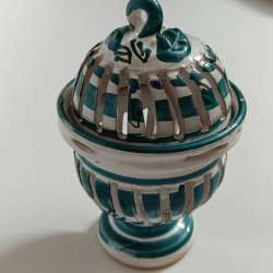 Vintage Tunisian Pottery Incense Burner - Signed Nabeul Mabkhara - Aromatherapy