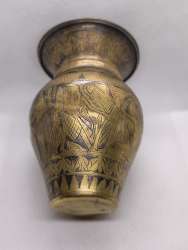 Rare Antique Brass Vase – Large Size – Fine Hand-Engraved Decorative Piece