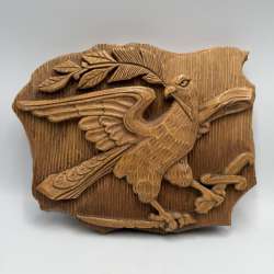 Vintage Hand Carved Wooden Eagle Wall Plaque Folk Art Signed Dated Home Decor