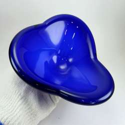 Vintage Cobalt Blue Art Glass Bowl Abstract Organic Hand-Blown Decorative Center