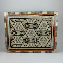 Antique Ottoman/Damascene Inlaid Wooden Box Handcrafted Islamic MarquetryVelvet