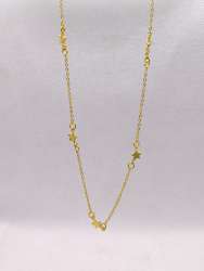 Elegant Gold Tone Star Chain Necklace – Lightweight Modern Design – Not Real Gol