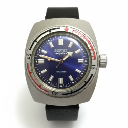 Vintage Men's Vostok Amphibia Komandirskie Mechanical Watch USSR Soviet 200m Blue Dial 1329