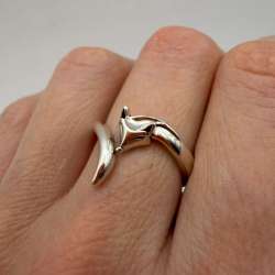 925 Sterling Silver Fox Ring Adjustable Minimalist Animal Jewelry Gift