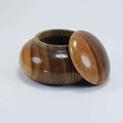 Vintage English Hand-Turned Wooden Lidded Box Signed Decorative Collectible