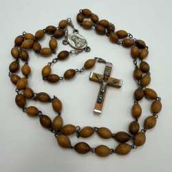 Jerusalem Olive  Wood Rosary Necklace - Handmade Holy Land Catholic Prayer Bead
