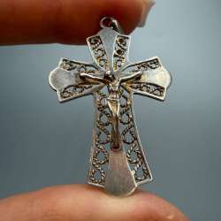Vintage 925 Sterling Silver Orthodox Crucifix Cross Pendant  Save and Protect