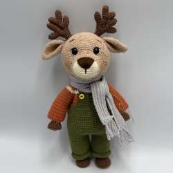 Handmade Crochet Reindeer Plush Toy Amigurumi Deer Christmas Gift 28cm