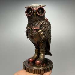 Steampunk Owl Figurine Bronze Finish Gift Collectible Statue Tabletop Home Decor