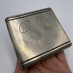 Antique German Alpacca Cigarette Case Engraved 1934 Monogram HB Pocket Case