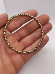 Vintage Brass Bangle Geometric Design Minimalist Stackable Bracelet