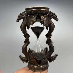 Dragon Hourglass Bronze Finish Polystone Sand Timer Gothic Fantasy Decor Gift