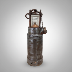 Vintage Brass Electric Safety Lamp Miner's Marine Lantern Heavy Duty Industrial Antique