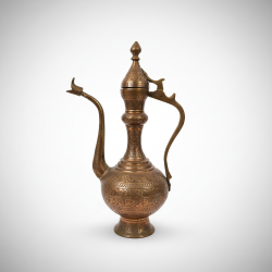 Vintage Engraved Brass Copper Ewer Pitcher Jug Antique Decor Art Collectible