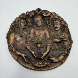 Vintage Bronze Last Supper Wall Plaque Relief - Christian Religious Icon Art